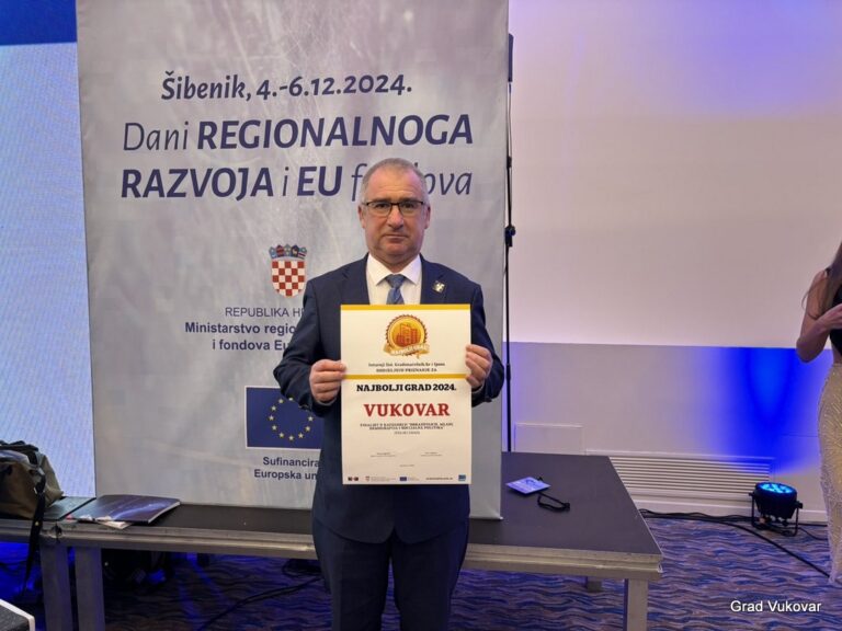 Grad Vukovar proglašen drugim najboljim gradom u Hrvatskoj